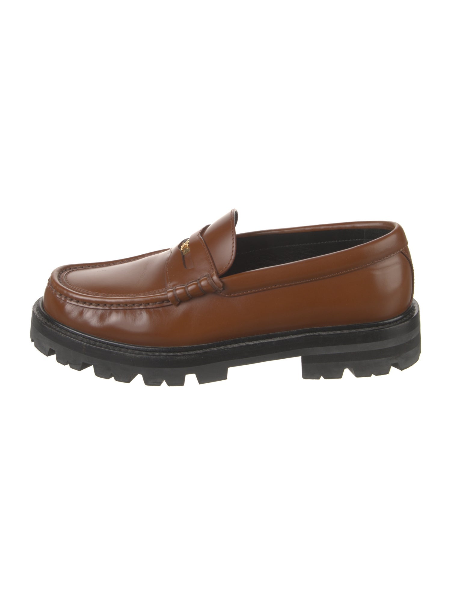 Celine Leather Whipstitch Trim Loafers